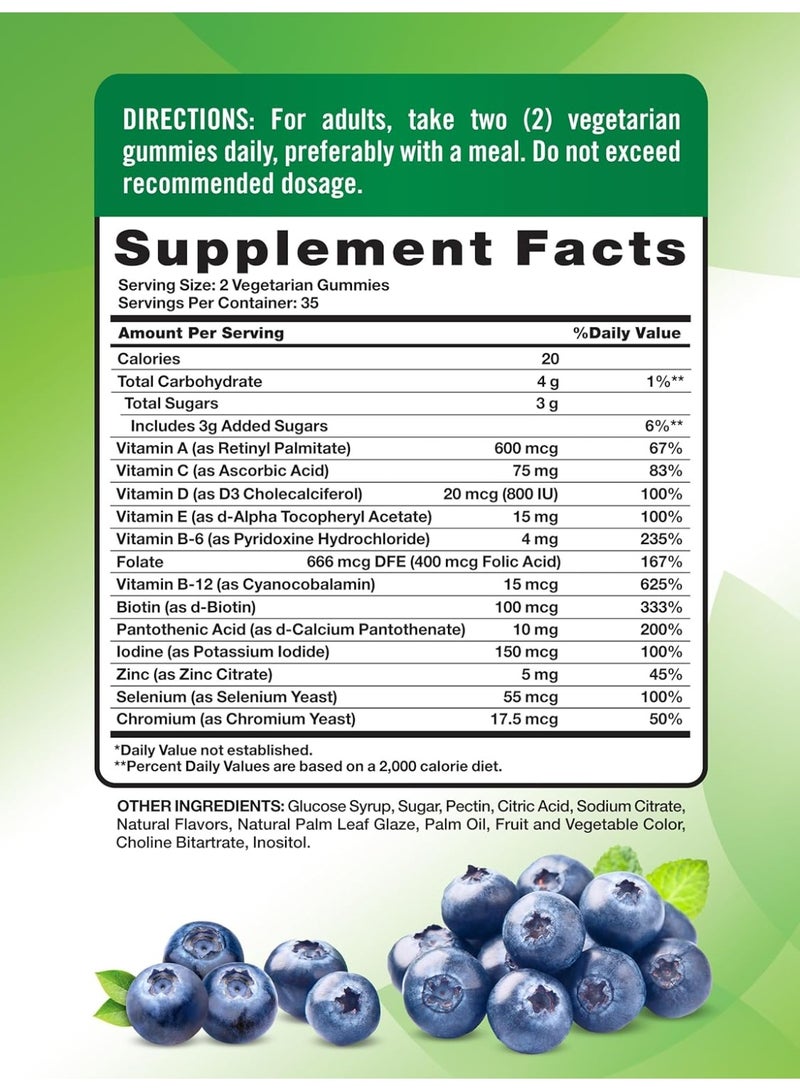 Nature's Truth Multivitamin for Men Gummies | 70 Count | Blueberry Flavor | with B12, D3 & Zinc | Vegetarian, Non-GMO and Gluten Free Supplement - Image 3