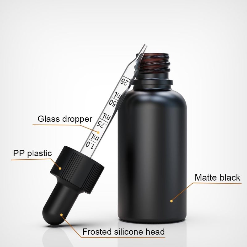 seafulee 30 pack 1oz Black Coated Glass UV Resistant Eye Dropper Bottles, UV Safe Bottles for Essential Oils and Aromatherapy … - Image 5