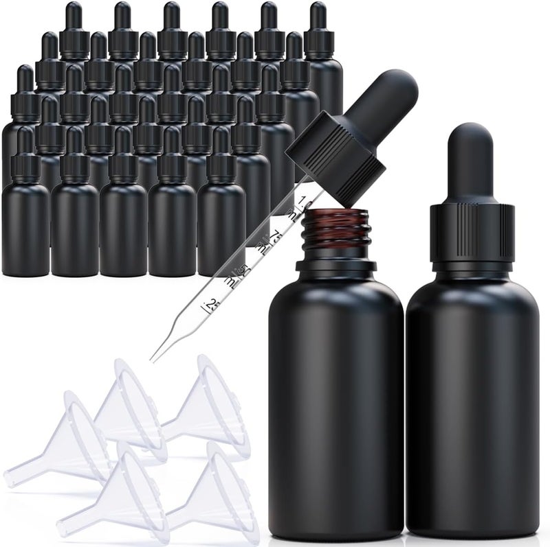 seafulee 30 pack 1oz Black Coated Glass UV Resistant Eye Dropper Bottles, UV Safe Bottles for Essential Oils and Aromatherapy … - Image 1