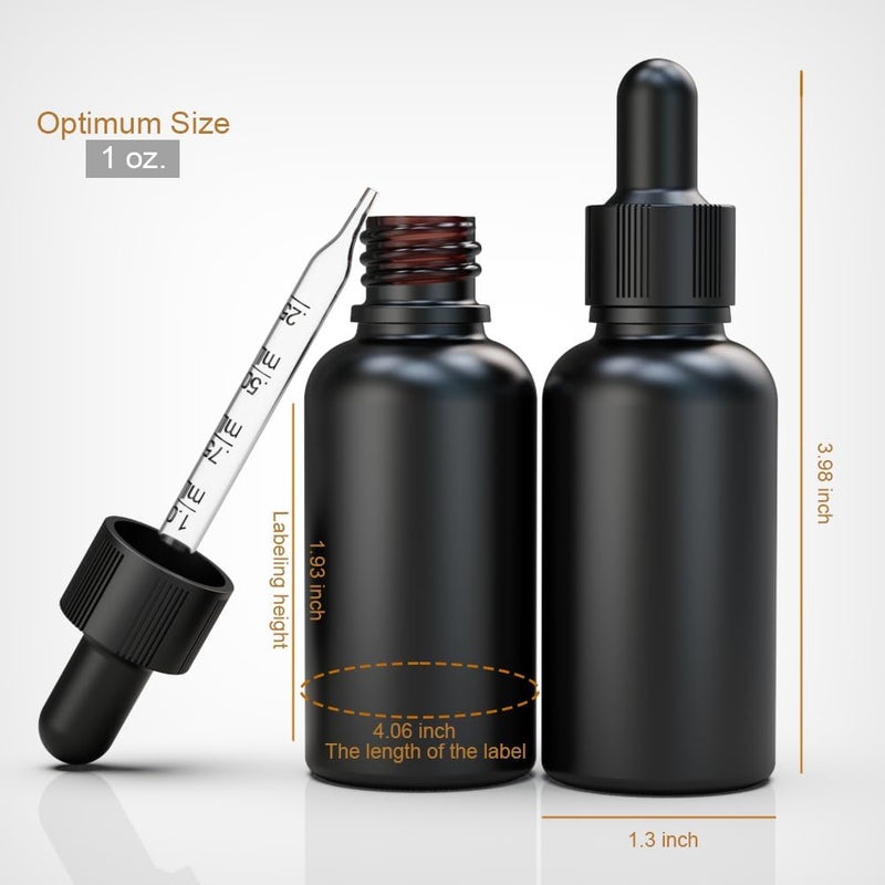 seafulee 30 pack 1oz Black Coated Glass UV Resistant Eye Dropper Bottles, UV Safe Bottles for Essential Oils and Aromatherapy … - Image 4