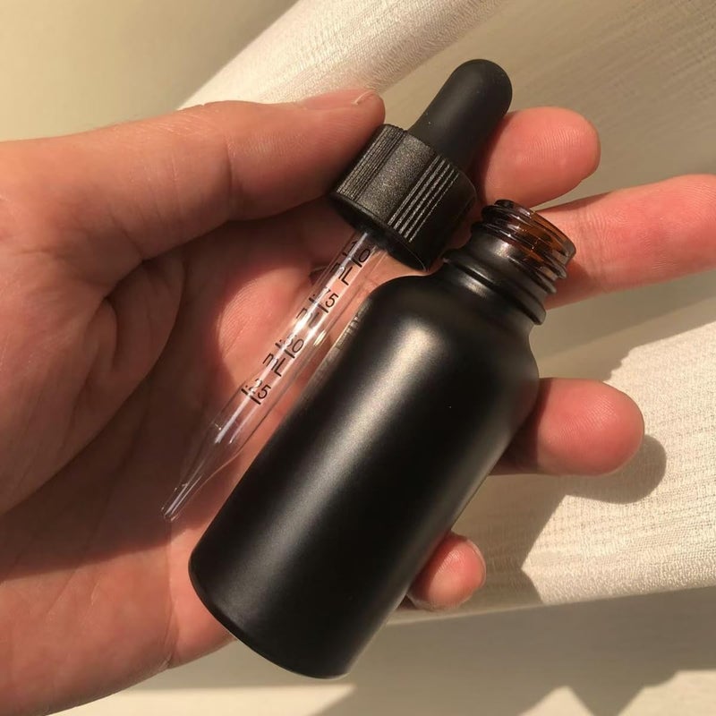 seafulee 30 pack 1oz Black Coated Glass UV Resistant Eye Dropper Bottles, UV Safe Bottles for Essential Oils and Aromatherapy … - Image 2