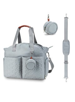 Multifunctional Baby Changing Bag, Large Capacity Waterproof Tote Satchel Messenger Bag Portable Travel Diaper with Pacifier Light Blue