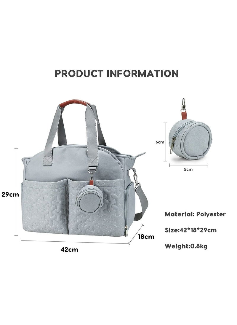 XiuWoo - Multifunctional Baby Changing Bag, Large Capacity Waterproof Tote Satchel Messenger Bag Portable Travel Diaper with Pacifier Light Blue - Image 1