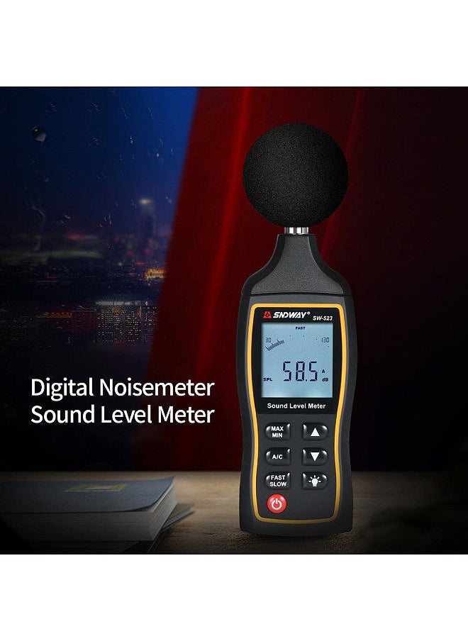 SNDWAY - High Accuracy LCD Digital Noisemeter Sound Level Meter 30-130dB Noise Volume Measuring Instrument Decibel Monitoring Tester - Image 1