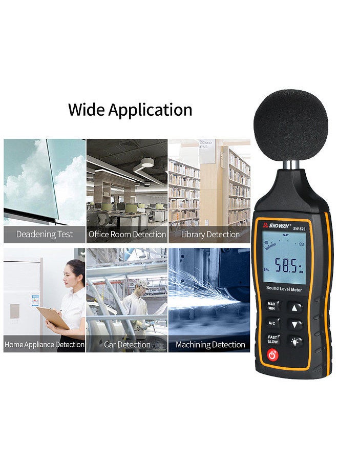 SNDWAY - High Accuracy LCD Digital Noisemeter Sound Level Meter 30-130dB Noise Volume Measuring Instrument Decibel Monitoring Tester - Image 1
