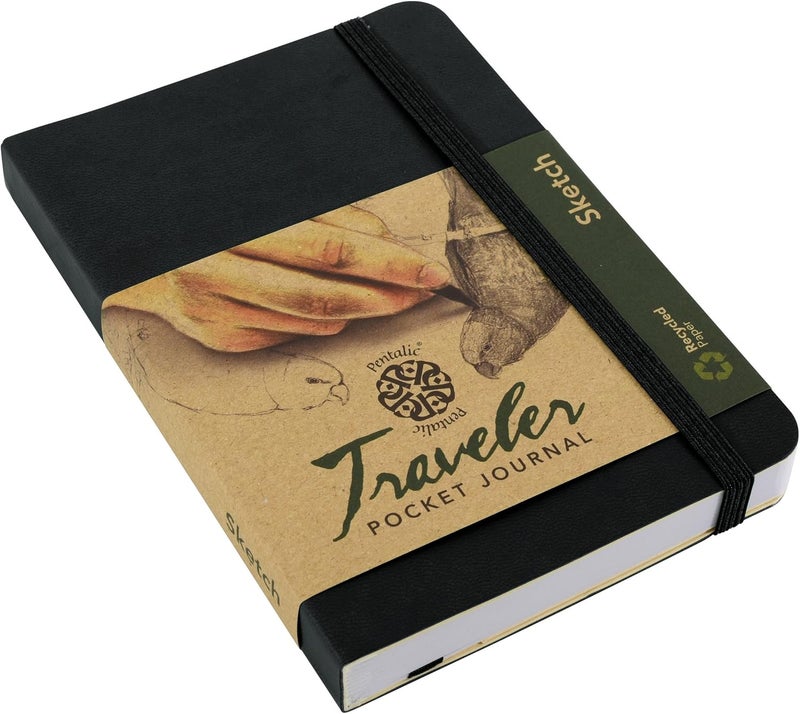 Pentalic Traveler Pocket Sketchbook Journal - 4" x 6", 160 Pages, Black - Image 4