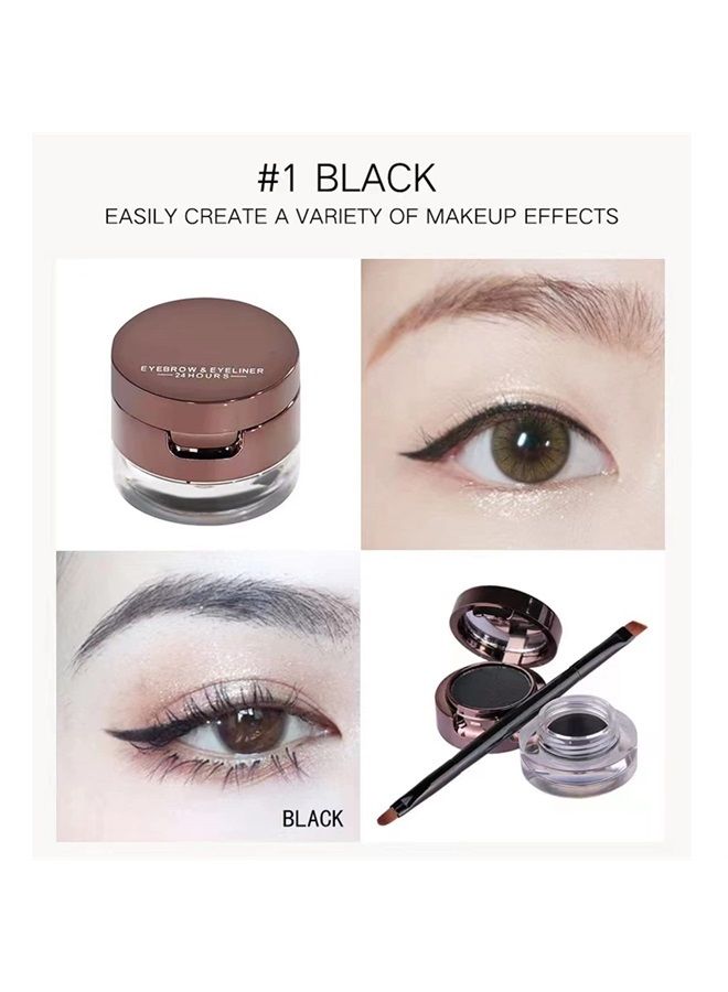 Ucanbe 4 in 1 Gel Eyeliner and Eyebrow Powder Kit Brown Black Water-proof with Eye Liner Brush