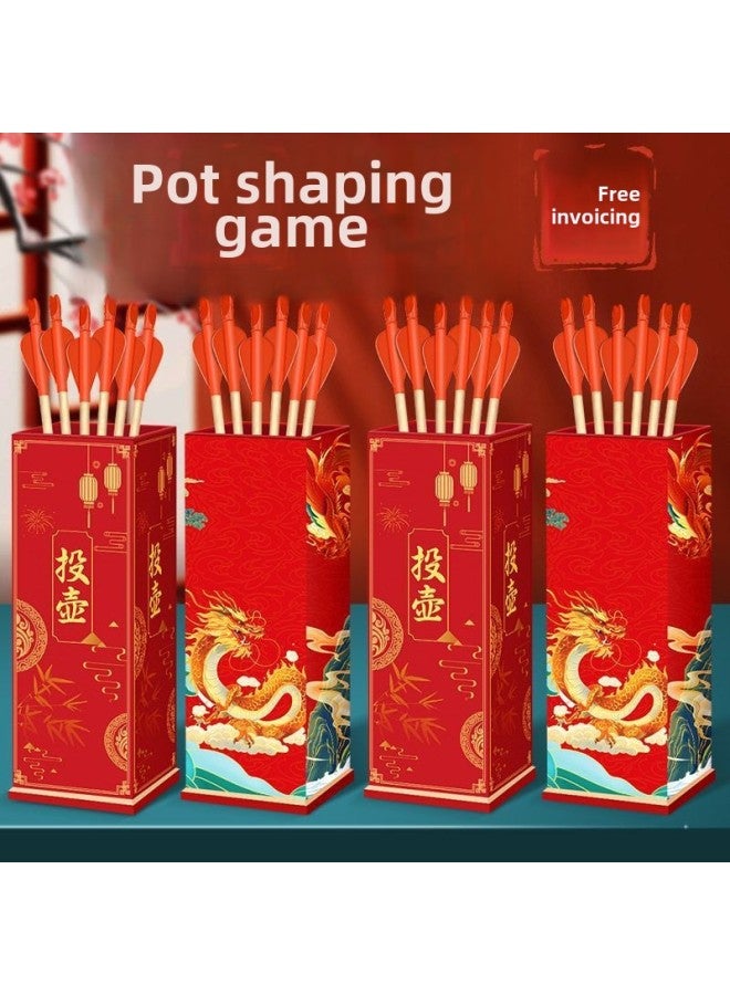 Pot-throwing Game Props Feather Arrow Kindergarten Adult Group Building Children's Ring Bow And Arrow Chinese Style Wooden Toy-Specification: Large Size 40cm + 10 Feather Arrows  - Image 2