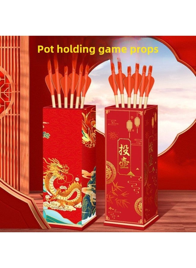 Pot-throwing Game Props Feather Arrow Kindergarten Adult Group Building Children's Ring Bow And Arrow Chinese Style Wooden Toy-Specification: Large Size 40cm + 10 Feather Arrows  - Image 3