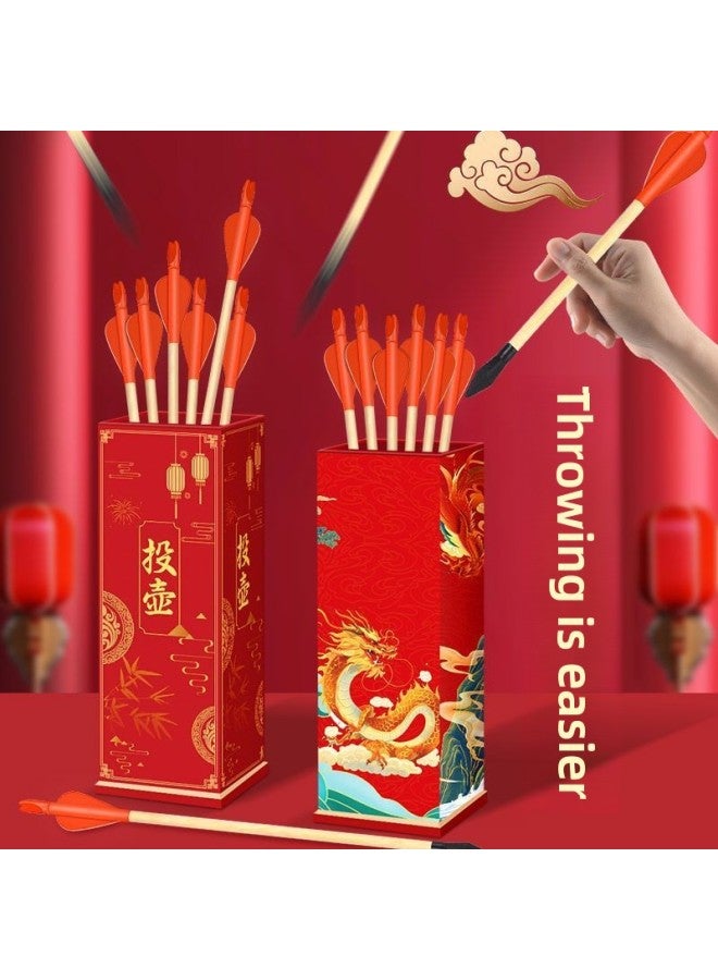 Pot-throwing Game Props Feather Arrow Kindergarten Adult Group Building Children's Ring Bow And Arrow Chinese Style Wooden Toy-Specification: Large Size 40cm + 10 Feather Arrows  - Image 5
