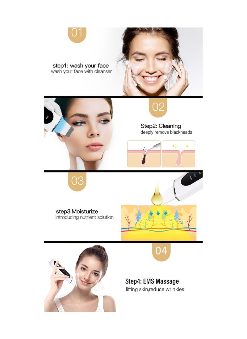 Generic Ultrasonic Skin Scrubber Peeling Blackhead Remover Deep Face Cleaning Ultrasonic Ion Ance Pore Cleaner Facial Shovel Cleanser  - Image 3