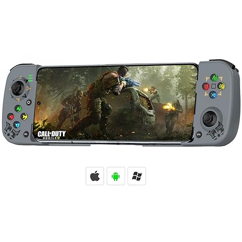 Megadream Mobile Game Controller Gamepad for iPhone iOS Android PC: Works with iPhone 16/15/14/13/12/11, iPad, Samsung Galaxy, TCL, Tablet, Call of Duty, Black Desert Mobile - Directly Play (Grey) - Image 1