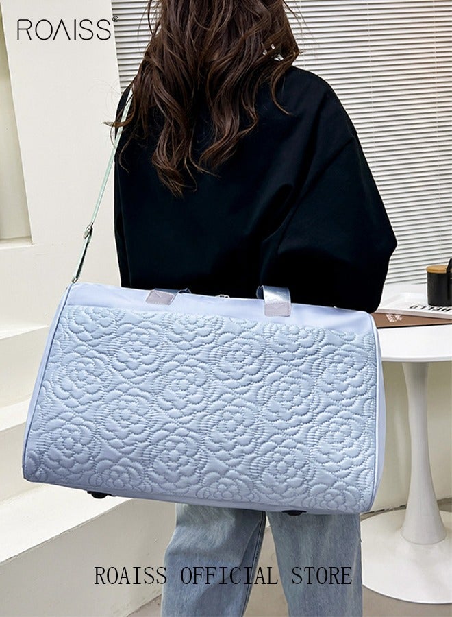 roaiss Travel Duffel Bag Large Capacity Lightweight Waterproof Oxford Fabric Multipurpose Shoulder Luggage Bag for Fitness Sports Training Trip for Unisex Solid Blue Duffle Pack - Image 1