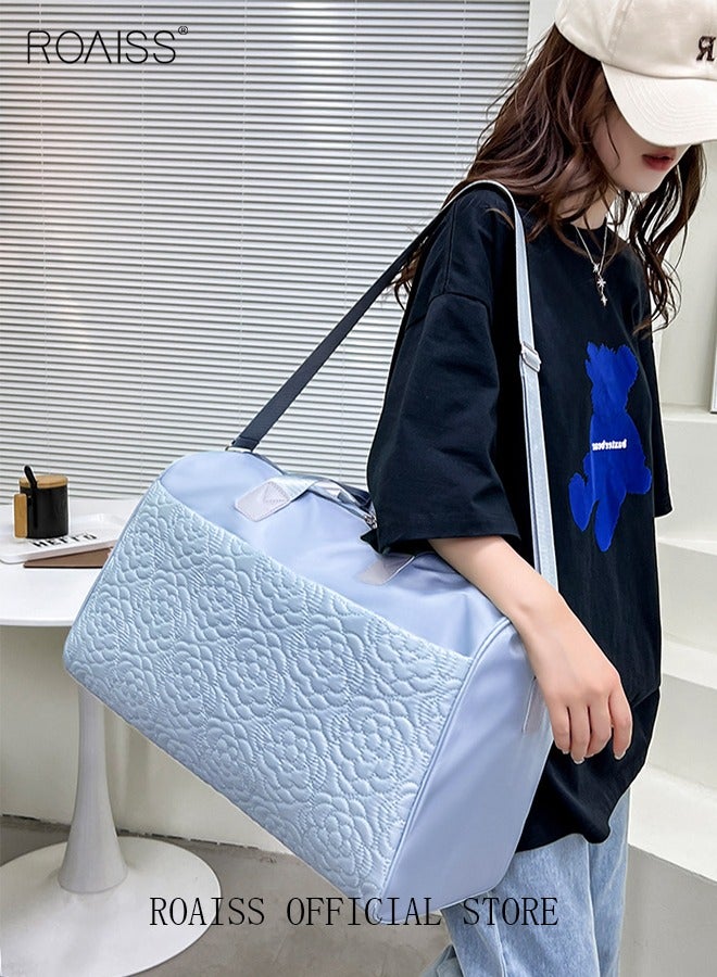 roaiss Travel Duffel Bag Large Capacity Lightweight Waterproof Oxford Fabric Multipurpose Shoulder Luggage Bag for Fitness Sports Training Trip for Unisex Solid Blue Duffle Pack - Image 2