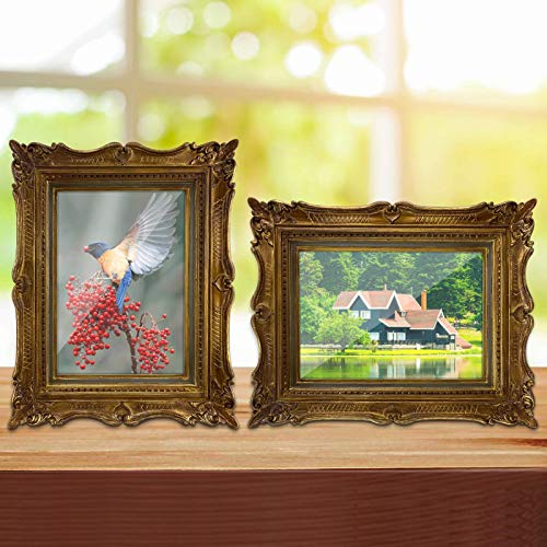 PHAREGE 5x7 Vintage Bronze Picture Frame, 5 by 7 Ornate Antique Picture Frame for Wedding, Retro Photo Frame Displays Horizontally or Vertically On Tabletop - Image 5