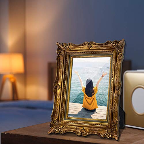 PHAREGE 5x7 Vintage Bronze Picture Frame, 5 by 7 Ornate Antique Picture Frame for Wedding, Retro Photo Frame Displays Horizontally or Vertically On Tabletop - Image 3