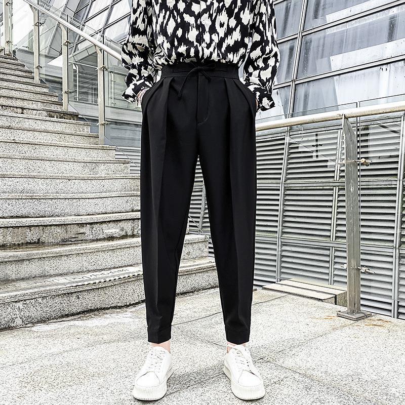 Men'S Jogger Cropped Pants Autumn Casual Loose Versatile Trendy Brand Boys' Magic Tape Drawstring Harem Pants Dress Pants Men - Image 2