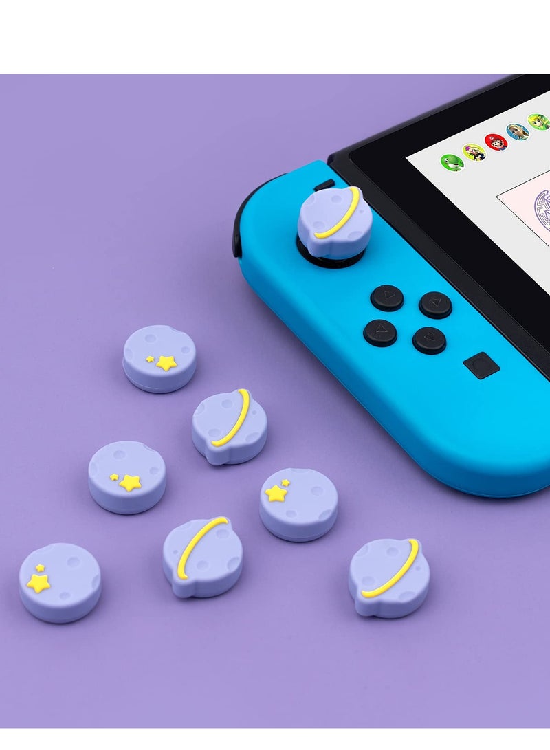 SOLARAE Thumb Grip Caps for Nintendo Switch, OLED & Switch Lite - Soft Silicone Joystick Covers (4PCS) with Purple Happy Planet Design - Image 3