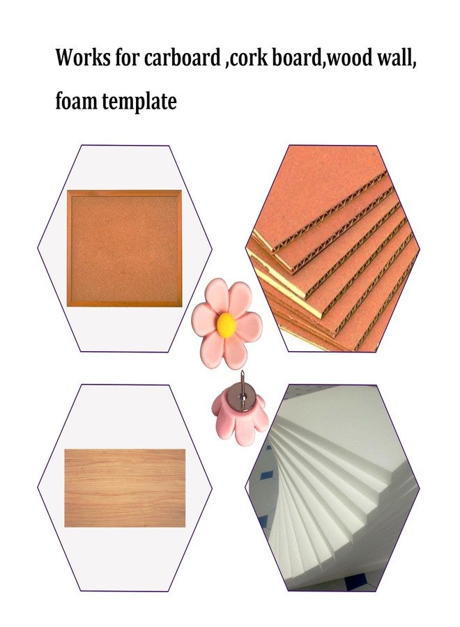 Supfoxer Flower Push Pins for Bulletin Board, Office Supplies Decorative Cute Thumb Tacks for Cork Board Hanging Posters Photos Maps （30pcs） - Image 3