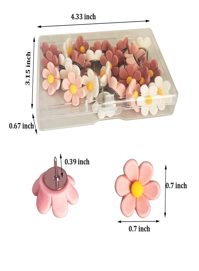 Supfoxer Flower Push Pins for Bulletin Board, Office Supplies Decorative Cute Thumb Tacks for Cork Board Hanging Posters Photos Maps （30pcs） - Image 2