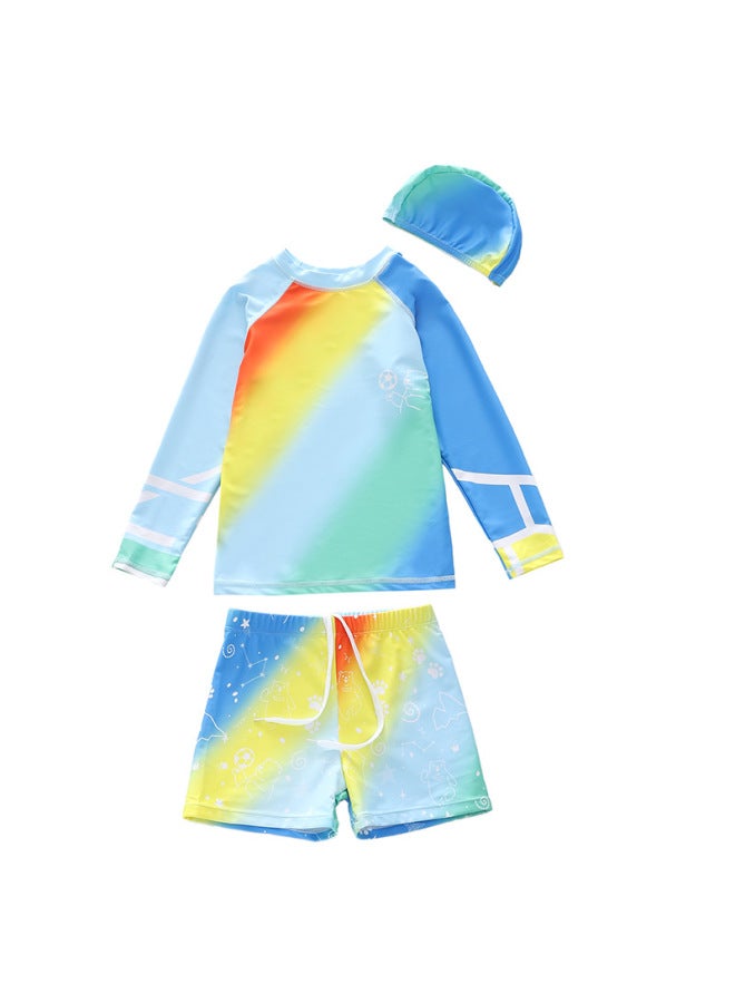 Ins Children's Suit Split Long Sleeve Swimsuit 2023 Boys' Small Medium Large Children's Large Boxer Swimwear Wholesale-Color:D2420-15MZ Colorful Happy Bear (swimming Trunks Full Lining)-  - Image 1