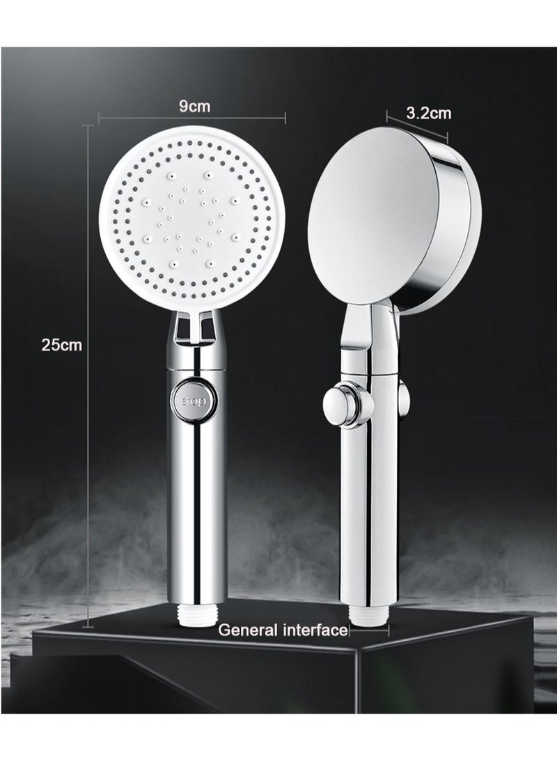 High Pressure Shower Head 4 Gear Adjustment Silver 9x25x3.2cm  - Image 2