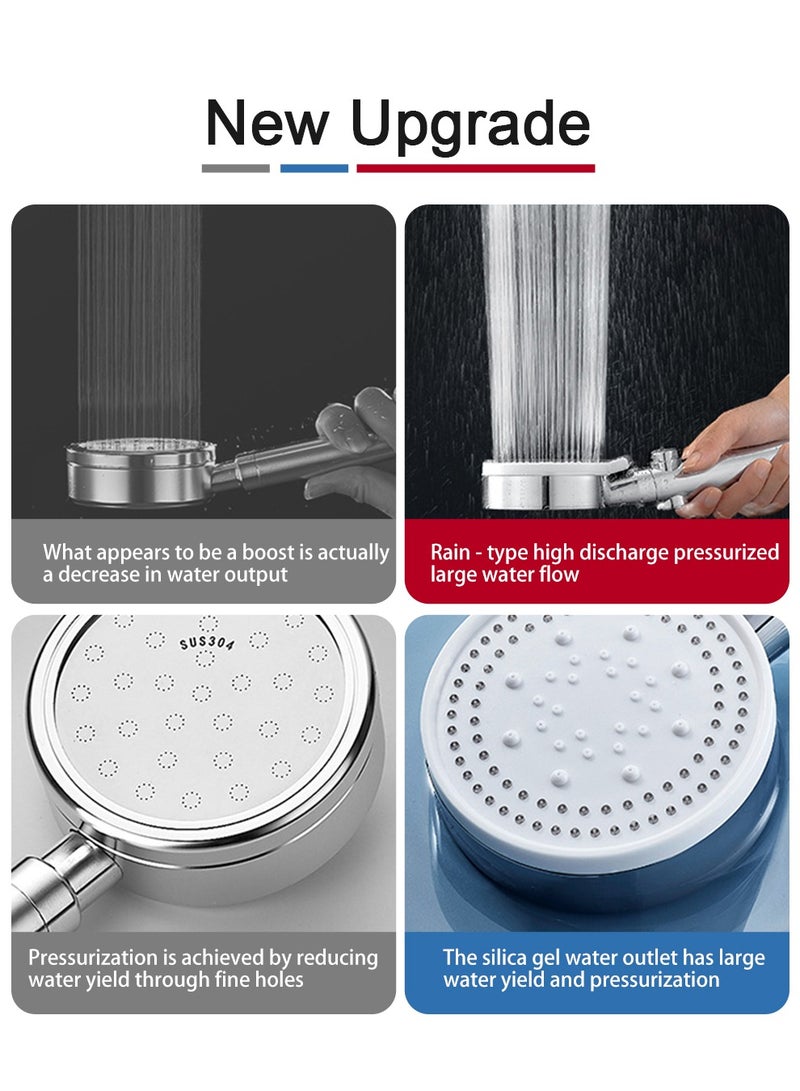 High Pressure Shower Head 4 Gear Adjustment Silver 9x25x3.2cm  - Image 5