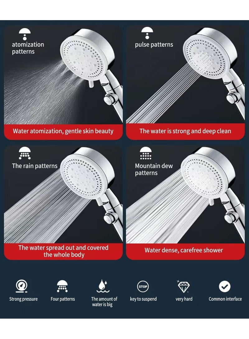 High Pressure Shower Head 4 Gear Adjustment Silver 9x25x3.2cm  - Image 3