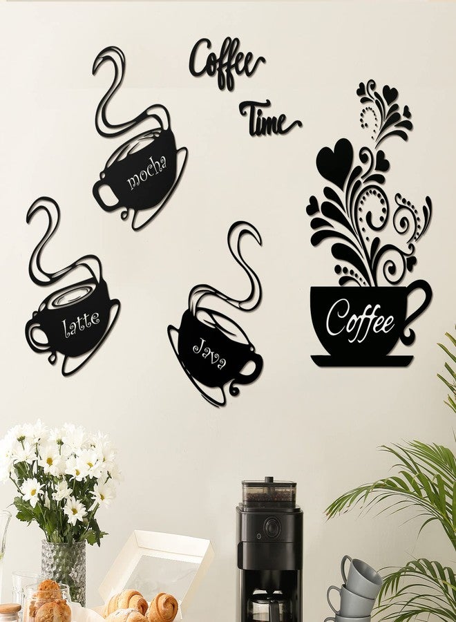 Chinco 5 Pieces Coffee Cup Wall Stickers Kitchen Wall Decals Black Coffee Mug Latte Java Mocha Sticker Kitchen Decor for House Art Home Bar Station - Image 1