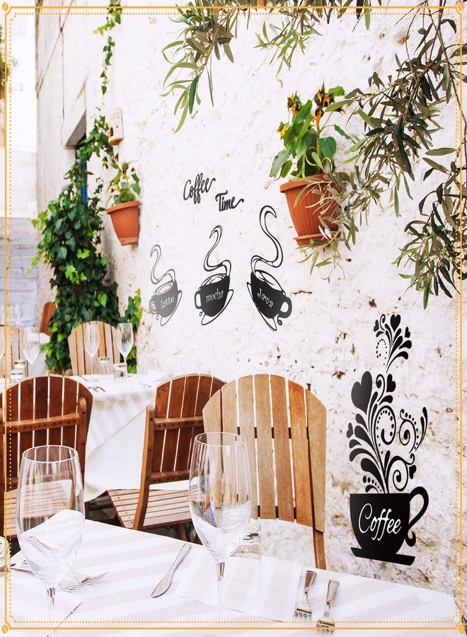 Chinco 5 Pieces Coffee Cup Wall Stickers Kitchen Wall Decals Black Coffee Mug Latte Java Mocha Sticker Kitchen Decor for House Art Home Bar Station - Image 4