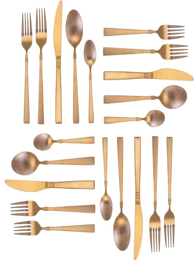 MegaChef Cravat 20 Piece Flatware Utensil Set, Stainless Steel Silverware Metal Service for 4 in Matte Rose - Image 4