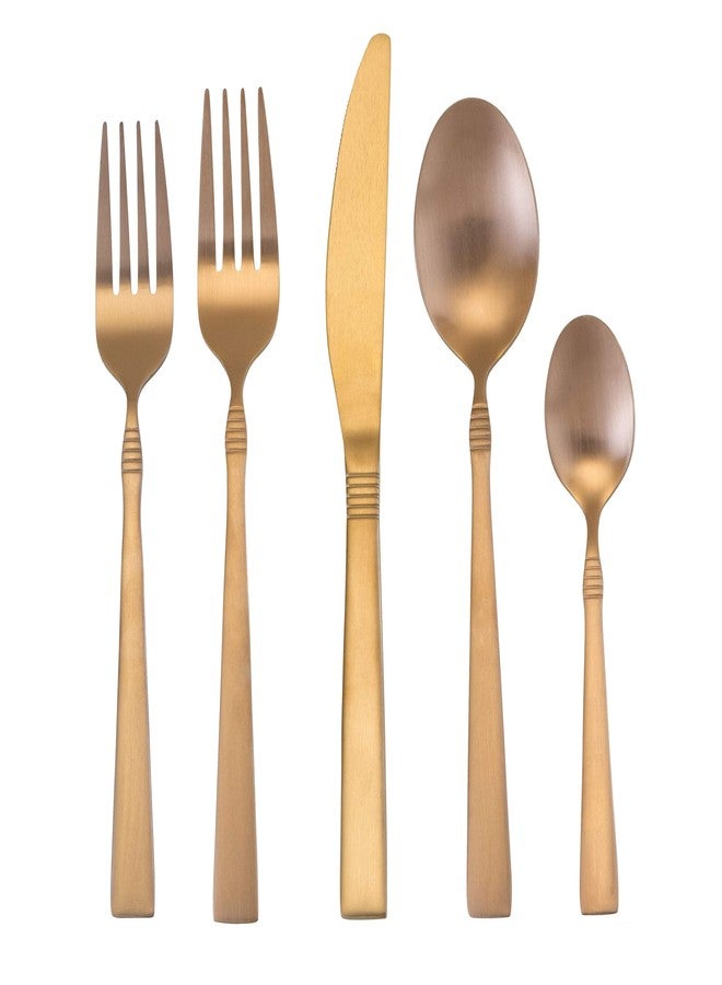 MegaChef Cravat 20 Piece Flatware Utensil Set, Stainless Steel Silverware Metal Service for 4 in Matte Rose - Image 2
