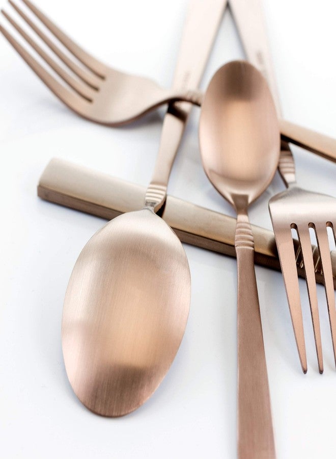 MegaChef Cravat 20 Piece Flatware Utensil Set, Stainless Steel Silverware Metal Service for 4 in Matte Rose - Image 5