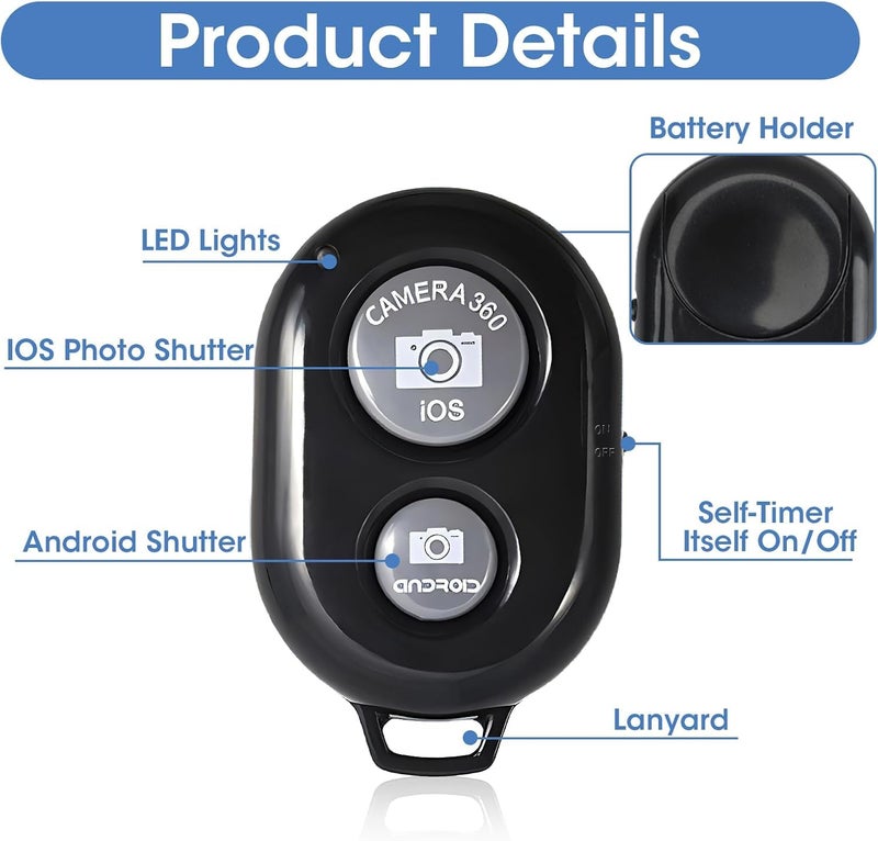 Cerlink 2Pcs Photo Clicker Remote Control Bluetooth Shutter Wireless Work with Cameras All Smartphones,iPhones & iOS Devices,Tablets - Image 3