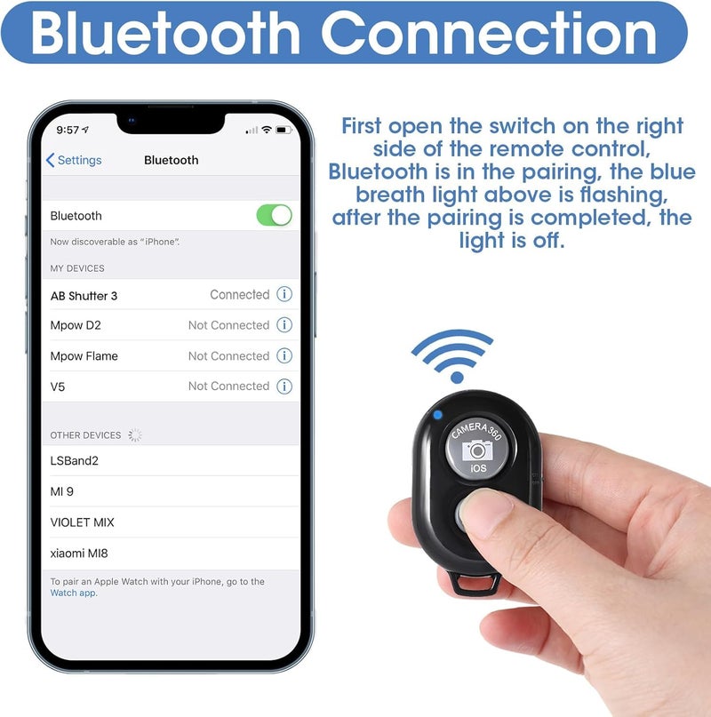 Cerlink 2Pcs Photo Clicker Remote Control Bluetooth Shutter Wireless Work with Cameras All Smartphones,iPhones & iOS Devices,Tablets - Image 4