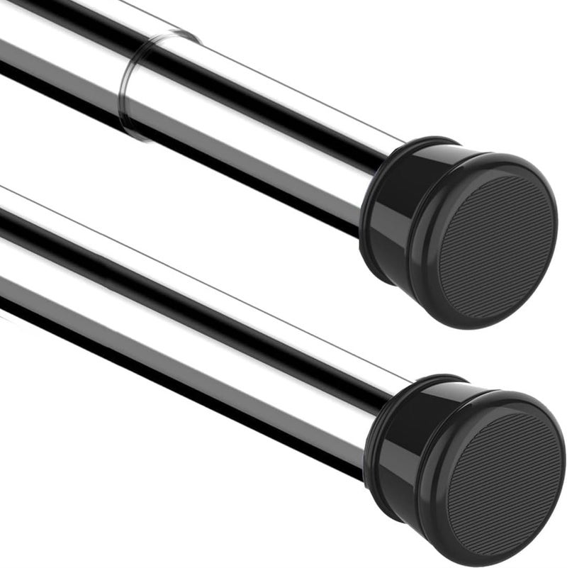 Renva Shower Pole Extendable No Drill Tension Rods for Curtains Extendable Curtain Poles Shower Curtain Railfor Bathroom, Window, Door, Wardrobe (Black, 80-140 CM) - Image 1