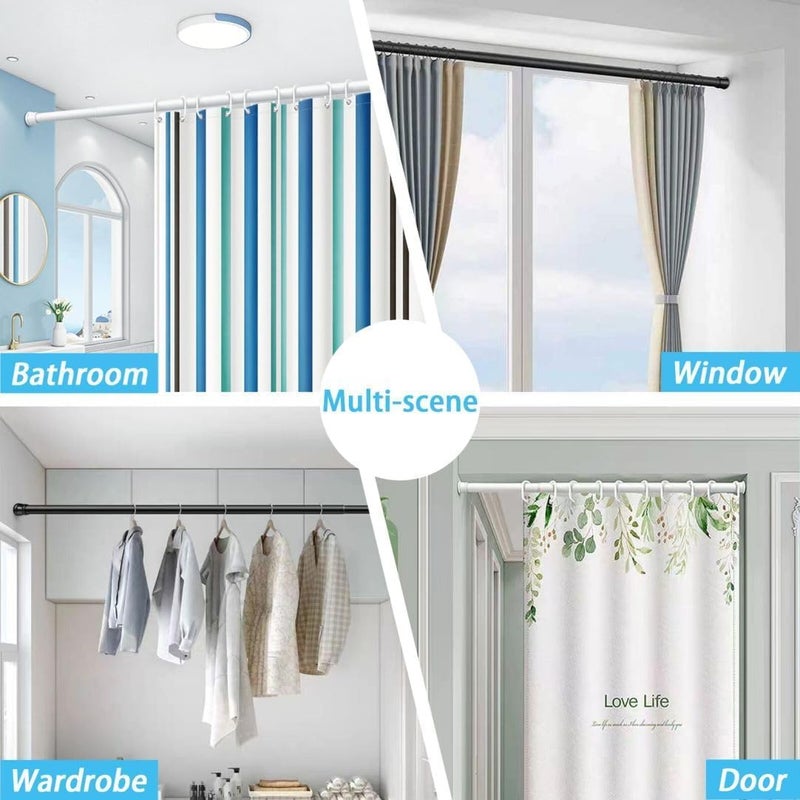 Renva Shower Pole Extendable No Drill Tension Rods for Curtains Extendable Curtain Poles Shower Curtain Railfor Bathroom, Window, Door, Wardrobe (Black, 80-140 CM) - Image 3
