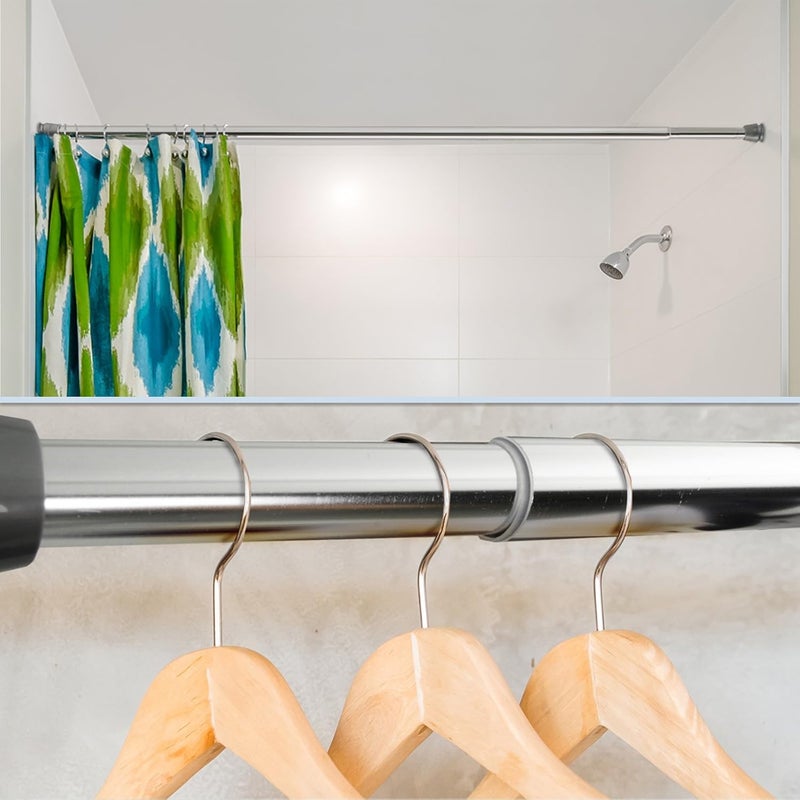 Renva Shower Pole Extendable No Drill Tension Rods for Curtains Extendable Curtain Poles Shower Curtain Railfor Bathroom, Window, Door, Wardrobe (Black, 80-140 CM) - Image 5