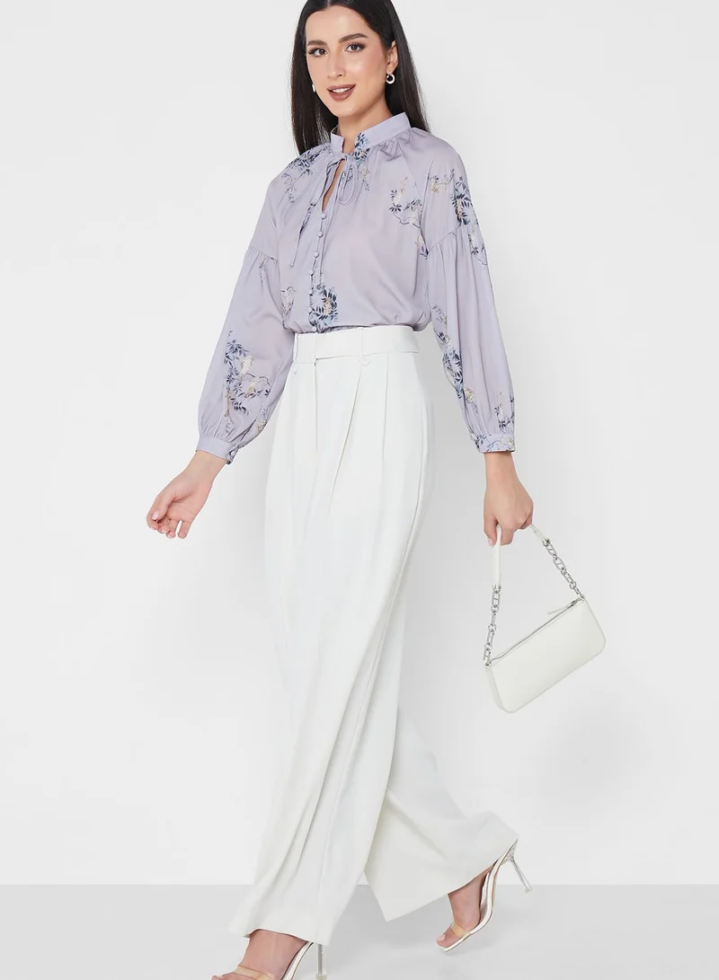 ELLA Tie Detail Puff Sleeve Top