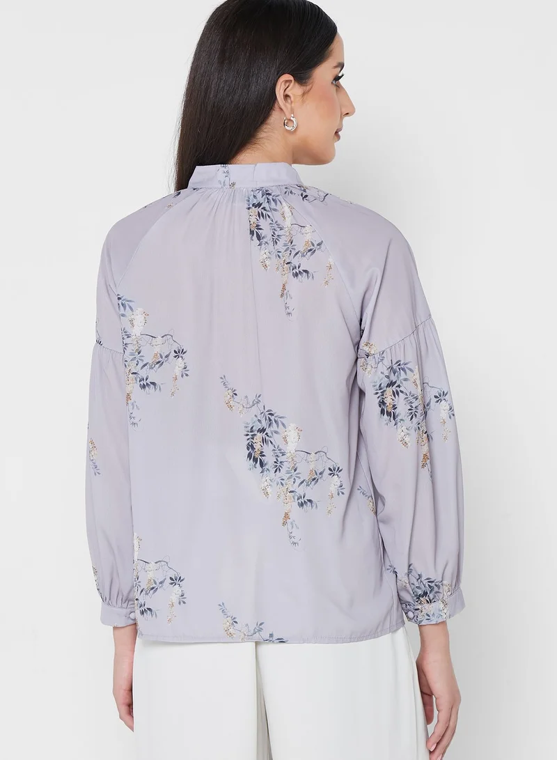 ELLA Tie Detail Puff Sleeve Top