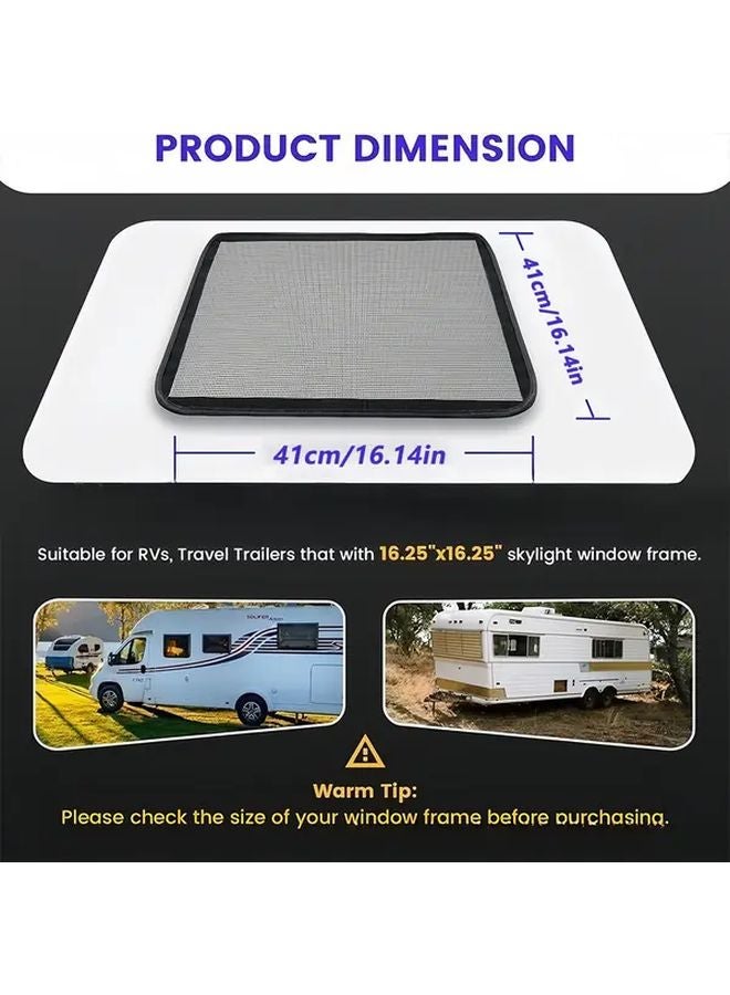 16.14x16.14 Inch RV Roof Vent Insect Screen Mesh with Hook Loop Fasteners - Image 3