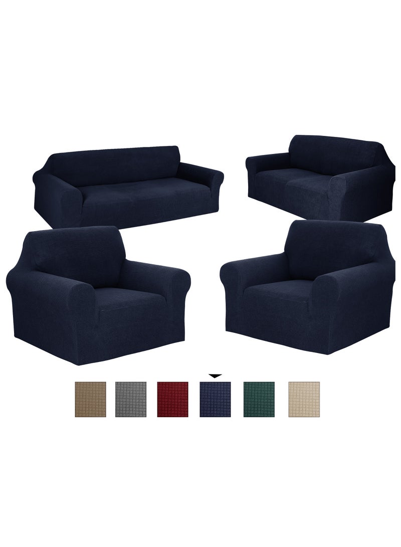 Fabienne Stretch Fit 7 Seater Sofa Cover Set 3211 Combination Soft Brushed Fabric Couch Cover Exquisitely Full Coverage Furniture Protector Slipcover Seven Seater Fits on Standard and Recliner Sofa Navy - Image 5