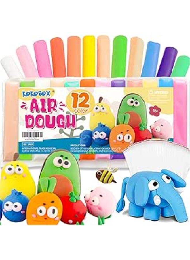 Air Dough 12 Colours Fluo Children's Clay Modelling Clay Air Drying Clay Set for Children Modelling Clay Plasticine for Children Foam Clay Polymer Clay Toy Girls Gifts Boys Girls