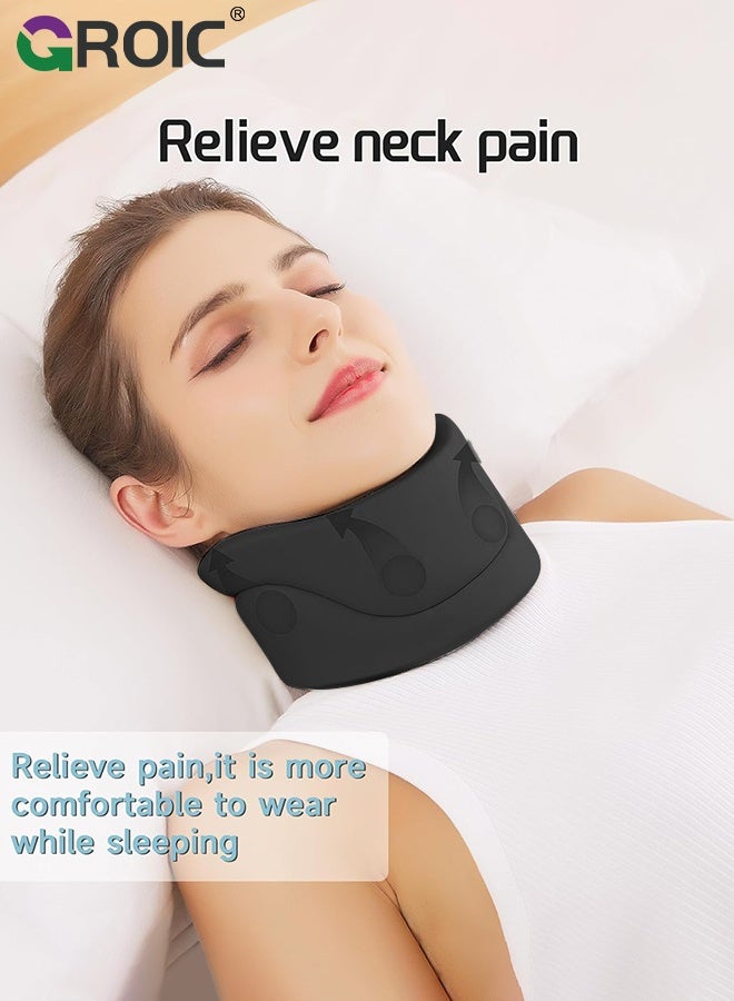 GROIC Neck Brace for Neck Pain and Support for Women,Men-Cervical Collar-Vertebrae Whiplash Wrap for Posture,Sleeping-Spinal Support and Spine Pressure-Soft Neck Brace for Pinched Nerve (Black, Medium(14-17 Inch) - Image 5