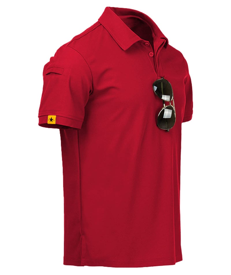 ZITY Mens Polo Shirt Short Sleeve Sports Tactical T-Shirt Athletic Golf Polos Daily Casual Stylish Collared Shirts for Men Red X-Large - Image 1