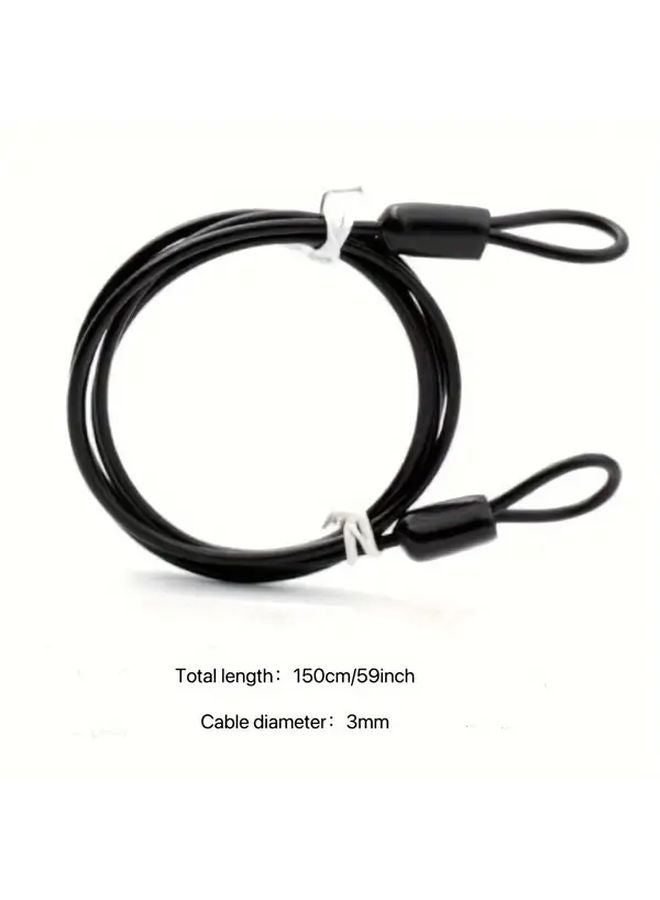 78.74 Inch 3mm Braided Steel Security Cable Lock Double Loop Design for Outdoor Travel - Image 4