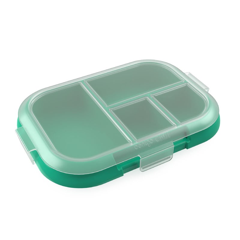 Bentgo Kids Chill Tray with Transparent Cover - Reusable, BPA-Free, 4-Compartment Meal Prep Container with Built-In Portion Control for Healthy On-the-Go Lunches (Green/Navy) - Image 1