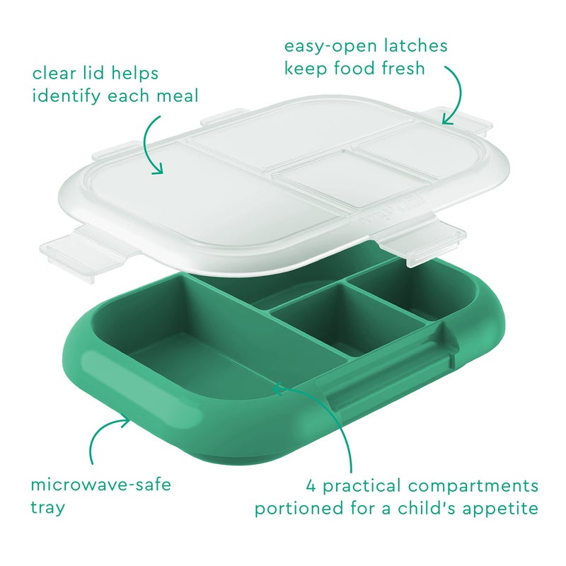 Bentgo Kids Chill Tray with Transparent Cover - Reusable, BPA-Free, 4-Compartment Meal Prep Container with Built-In Portion Control for Healthy On-the-Go Lunches (Green/Navy) - Image 3