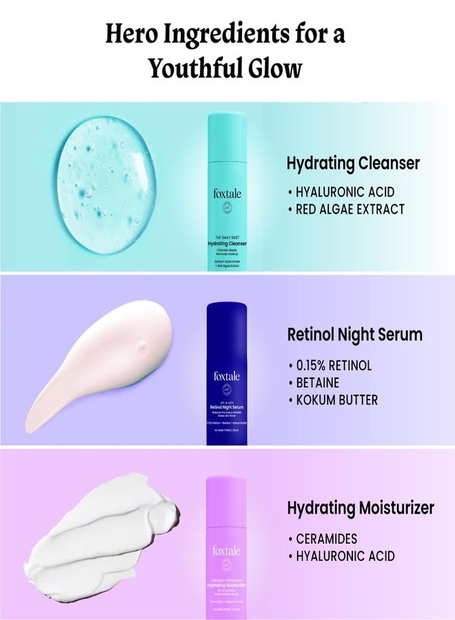 Foxtale Youthful Radiance Travel Kit | Hydrating Cleanser, Retinol Serum & Moisturizer | For Hydration & Radiance | Travel Pouch Included | Pack of 3 | Travel Friendly | Pocket Friendly | Gift for Birthday and Anniversary - Image 4
