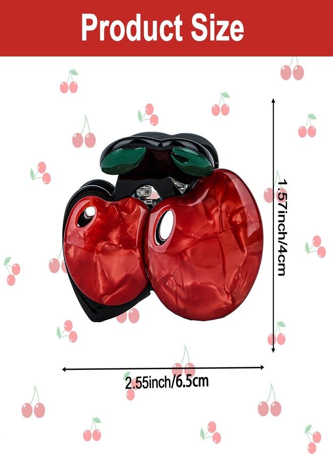 AMCAMI Cherry Claw Clip 1 Pack，Small Cherry Accessories for Women,Cute Rhinestone Summer Fruit Hair Clips, Non Slip Fashion Hair Accessories - Image 2